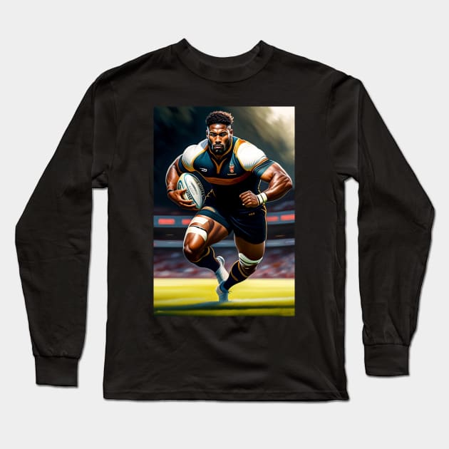 Rugby Player Long Sleeve T-Shirt by ArtShare